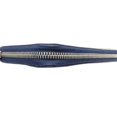 Pre-owned Goyard Navy Pvc Leather Long Wallet (bi-fold) () In Blue