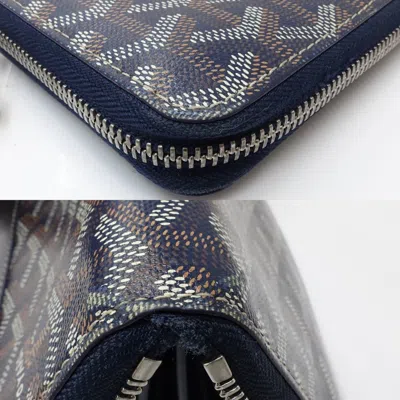 Pre-owned Goyard Navy Pvc Leather Long Wallet (bi-fold) () In Blue
