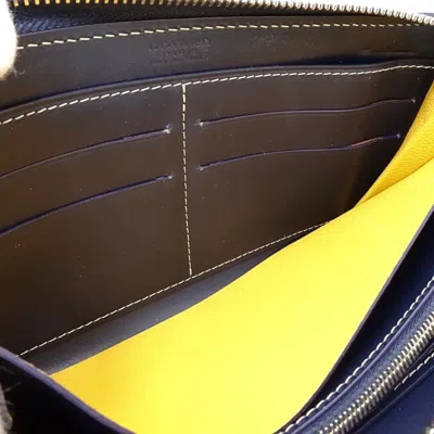 Pre-owned Goyard Navy Pvc Leather Long Wallet (bi-fold) () In Blue