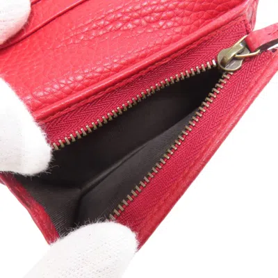 Pre-owned Gucci Animalier Red Color Leather Wallet (bi-fold) ()