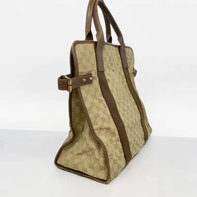 Pre-owned Gucci Beige Brown Canvas Tote Bag () In Multi