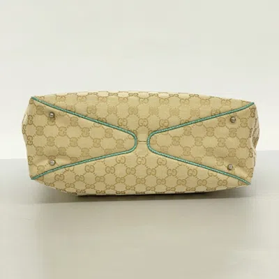 Pre-owned Gucci Beige Green Canvas Tote Bag () In Multi