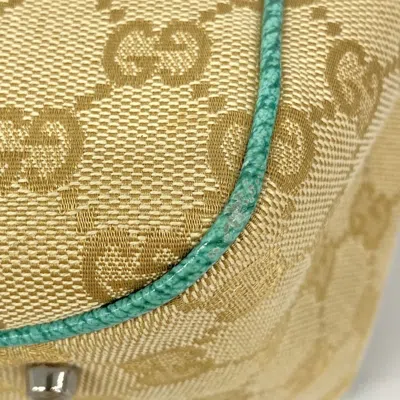 Pre-owned Gucci Beige Green Canvas Tote Bag () In Multi