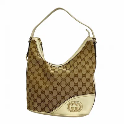 Pre-owned Gucci Beige Ivory Canvas Shoulder Bag () In Multi