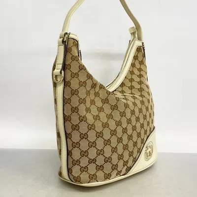 Pre-owned Gucci Beige Ivory Canvas Shoulder Bag () In Multi