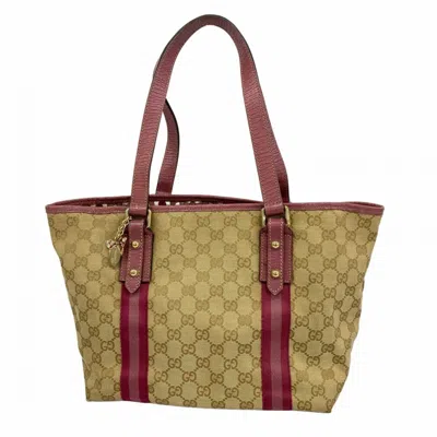 Pre-owned Gucci Beige Pink Canvas Tote Bag () In Multi
