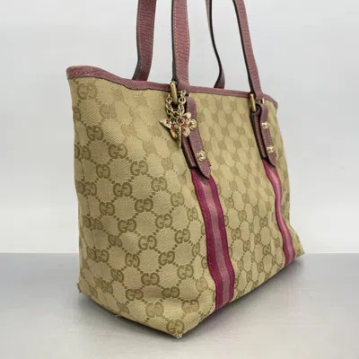 Pre-owned Gucci Beige Pink Canvas Tote Bag () In Multi