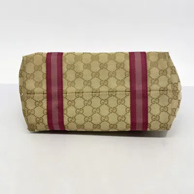 Pre-owned Gucci Beige Pink Canvas Tote Bag () In Multi