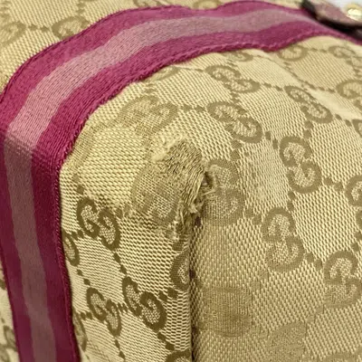 Pre-owned Gucci Beige Pink Canvas Tote Bag () In Multi
