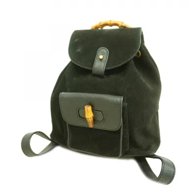 Pre-owned Gucci Black Suede Backpack ()