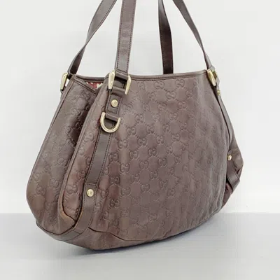 Pre-owned Gucci Dark Brown Leather Tote Bag ()
