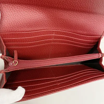 Pre-owned Gucci Red Color Leather Long Wallet (bi-fold) ()