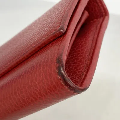 Pre-owned Gucci Red Color Leather Long Wallet (bi-fold) ()