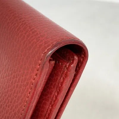 Pre-owned Gucci Red Color Leather Long Wallet (bi-fold) ()