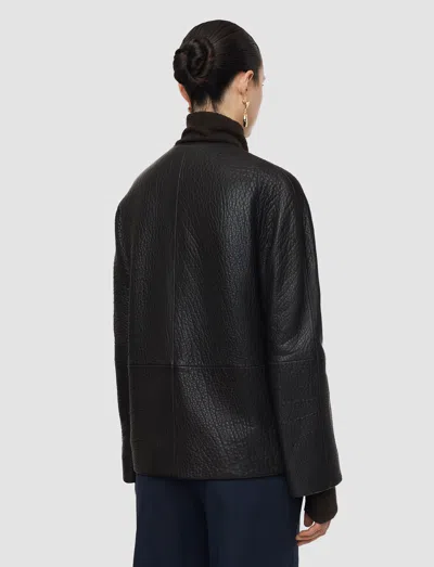 Joseph Barbs Pebble Leather Jacket In Brown