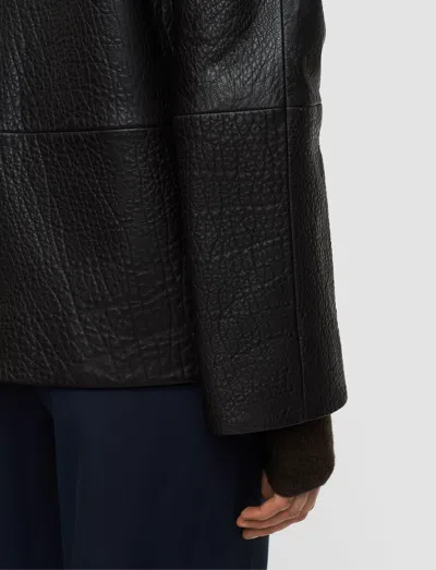 Joseph Barbs Pebble Leather Jacket In Brown