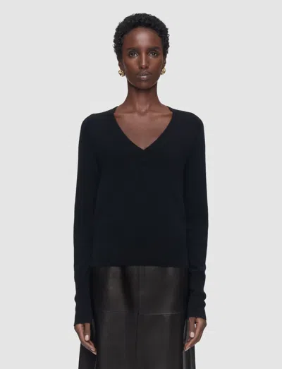 Joseph Lucille Light Pure Cashmere V Neck Jumper In Black
