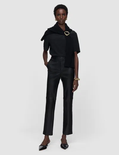 Joseph Coleman Long Leather Stretch Trousers In Black