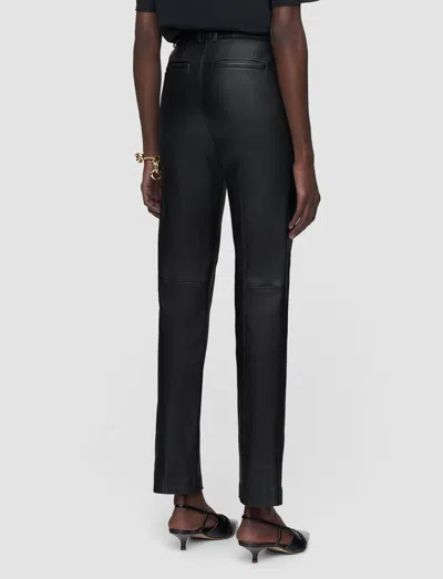 Joseph Coleman Long Leather Stretch Trousers In Black