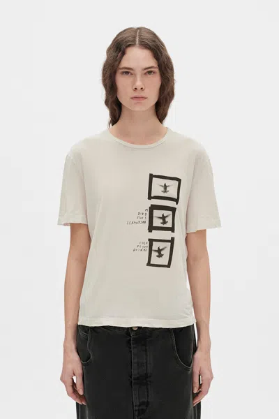 Ann Demeulemeester Fanie ''doves'' Print T-shirt In White