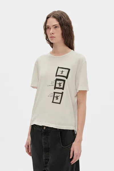 Ann Demeulemeester Fanie ''doves'' Print T-shirt In White