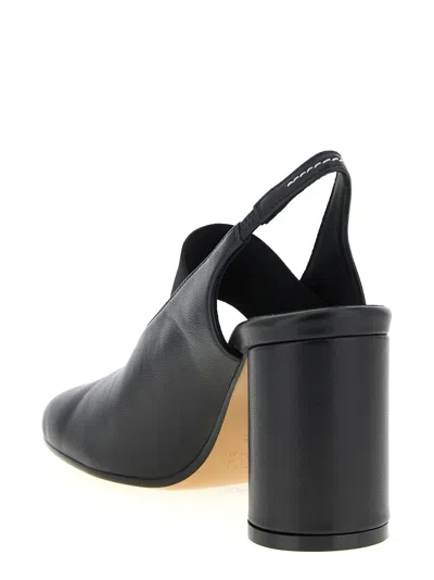 Mm6 Maison Margiela Anatomic Numeric Slingback Peep Toe Block Heel In Black