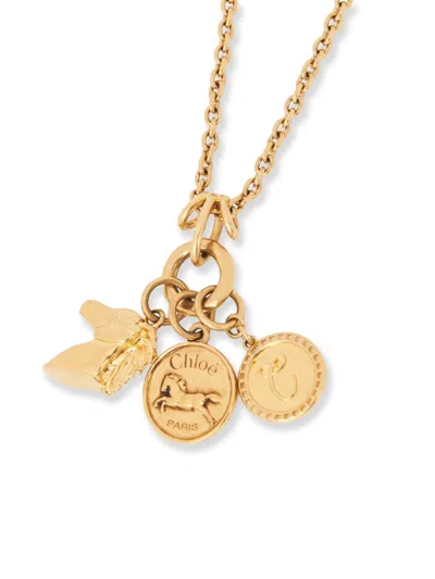 Chloé Brass Necklace With Charms In Gold