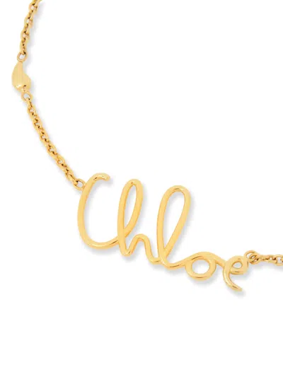 Chloé Logo-lettering Pendant Necklace In Gold