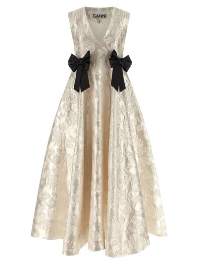 Ganni Cloque V-neck Skirts White In Neutral