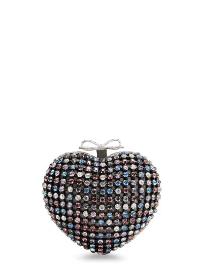 Self-portrait Crystal Heart Clutch Bag In Multi