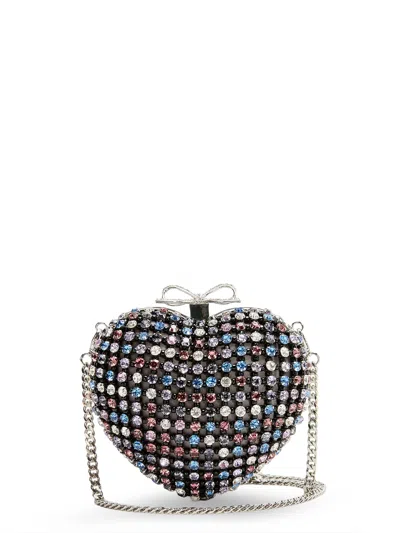 Self-portrait Crystal Heart Clutch Bag In Multi
