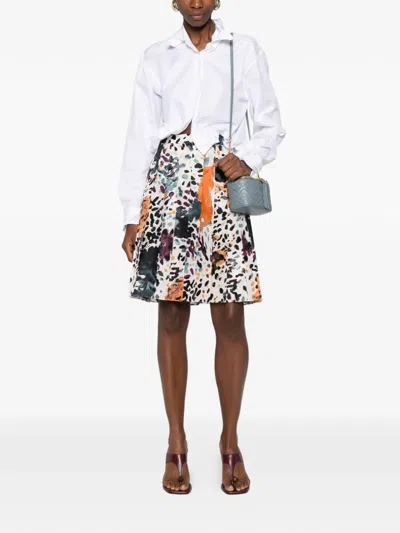 Fendi Moth-print Silk Midi Skirt Clothing In Multi