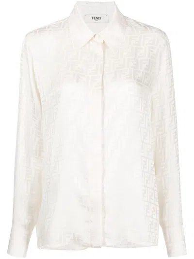 Fendi Women Ff Silk Shirt In White