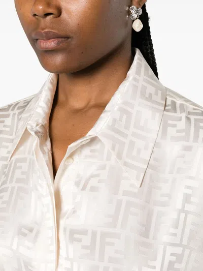 Fendi Women Ff Silk Shirt In White