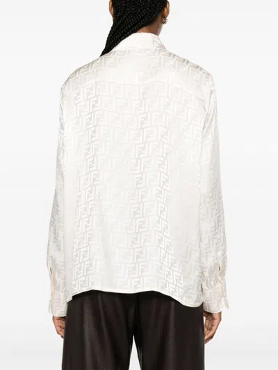 Fendi Women Ff Silk Shirt In White