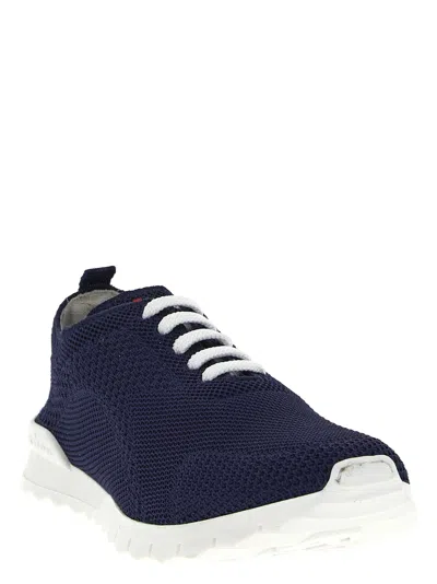 Kiton Embroidered Logo Low-top Sneakers In Navy