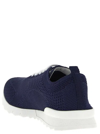 Kiton Embroidered Logo Low-top Sneakers In Navy