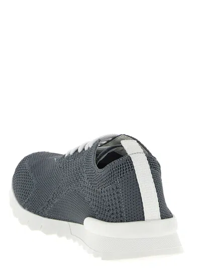 Kiton Fits Mesh Sneakers Pull Tab Rubber Sole In Gray