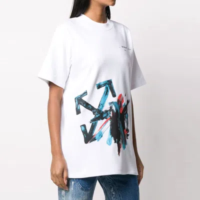Off-white (wmns)  C/o Virgil Abloh Brushstroke Arrows Tomboy Tee White In Blue