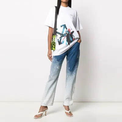Off-white (wmns)  C/o Virgil Abloh Brushstroke Arrows Tomboy Tee White In Blue