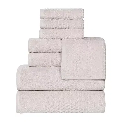 Superior Playa Zero Twist Cotton Medium Weight Solid Waffle Textured 8pc Towel  Set In Gray