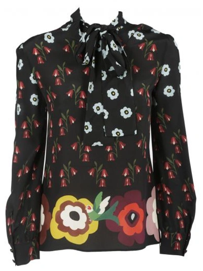 Shop Red Valentino Floral Print Blouse In Nero