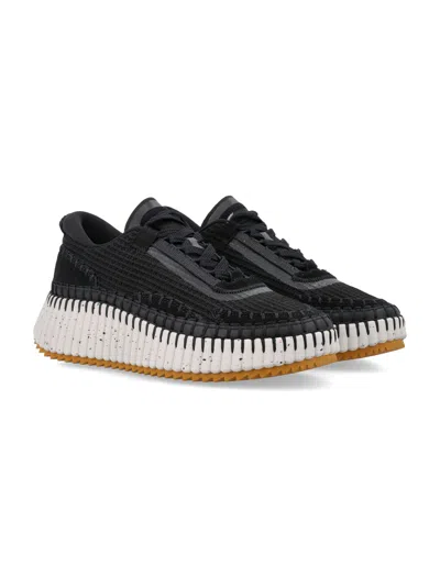 Chloé Fabric Sneakers With Suede Profiles In Black