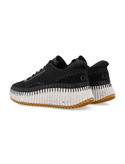 Chloé Fabric Sneakers With Suede Profiles In Black