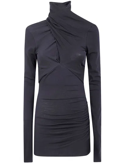 Entire Studios Turtleneck Draped Top In Brown