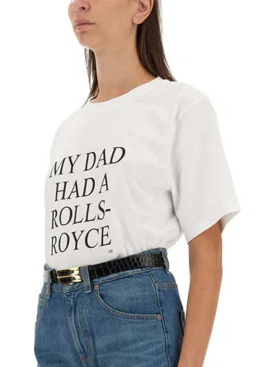 Victoria Beckham Graphic Print Relaxed Fit Short Sleeve Top In White