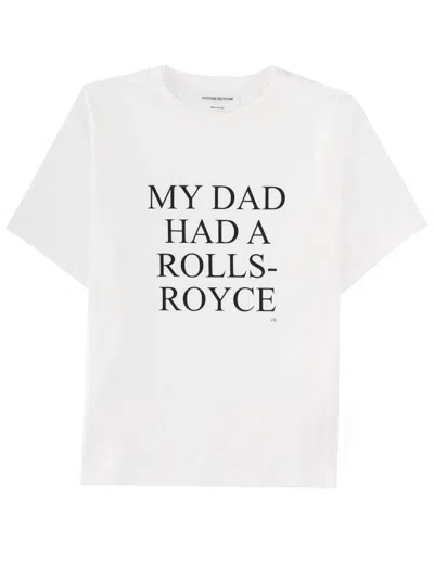 Victoria Beckham Graphic Print Relaxed Fit Short Sleeve Top In White