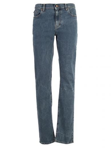 Saint Laurent 15.5cm Tuxedo Cotton Denim Jeans In Blue | ModeSens