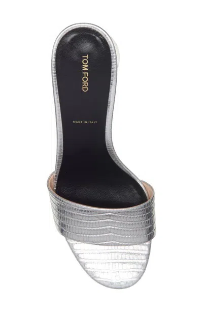 Tom Ford Python Embossed Slide Sandal In Silver