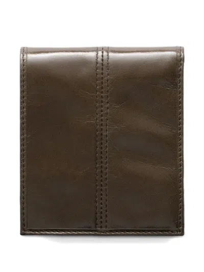 Prada Triangle Logo Leather Wallet In Brown